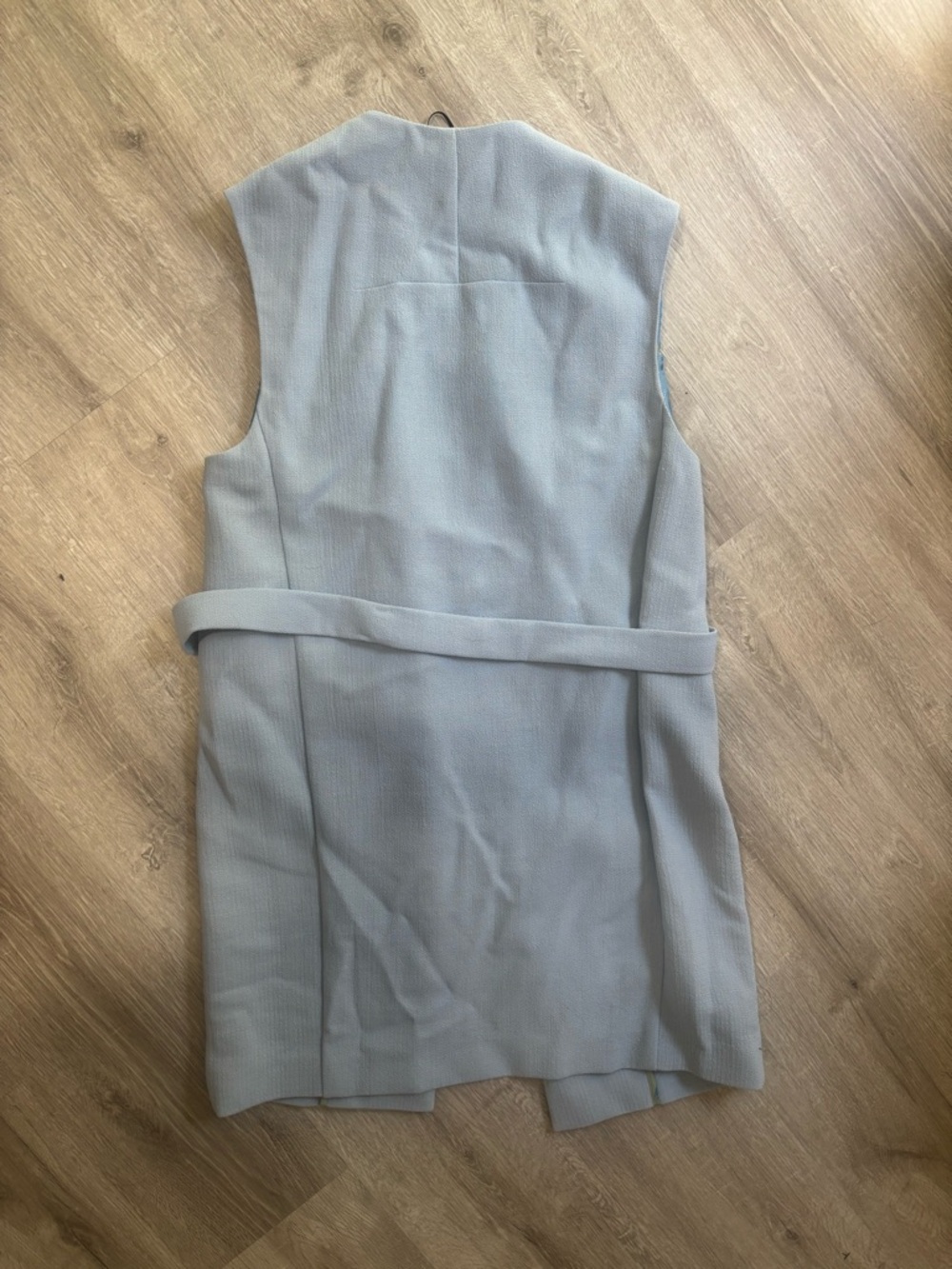 Sleeveless Light Blue Longline Vest - Picture 6 of 6
